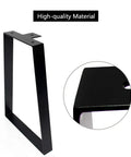 Heavy Duty Metal Table Leg Set 15.7 Inch High By 17.8 Inch Wide For Furniture DIY Sturdy Desk Stool Chairs Coffee Tables Benches End Tables Black Set Of 2 Ideal For DIY Projects And Home Builds With Stable Powder Coated Finish, showing close-up of black metal frame and smooth edges.