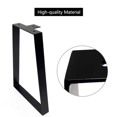 Heavy Duty Metal Table Leg Set 15.7 Inch High By 17.8 Inch Wide For Furniture DIY Sturdy Desk Stool Chairs Coffee Tables Benches End Tables Black Set Of 2 Ideal For DIY Projects And Home Builds With Stable Powder Coated Finish, showing close-up of black metal frame and smooth edges.