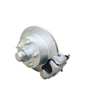 10 Inch Mechanical Disc Brake Trailer Hub And Stub Half Axle Set With Sealed Bearings 5 On 114.3mm Bolt Pattern Pair showing disc and caliper.