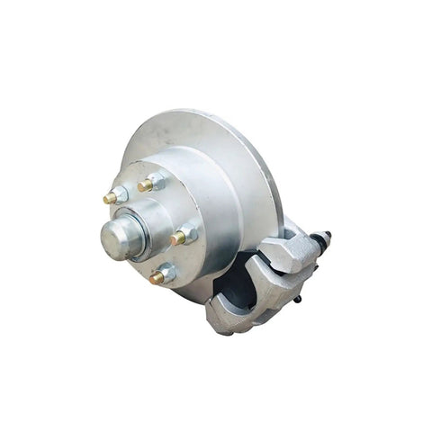 10 Inch Mechanical Disc Brake Trailer Hub And Stub Half Axle Set With Sealed Bearings 5 On 114.3mm Bolt Pattern Pair showing disc and caliper.