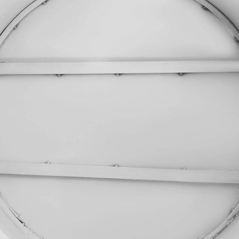 Bottom view of Iron base for Heavy Duty 220 LB Capacity 20 Inch Round Mannequin Display Pedestal Stand in White.