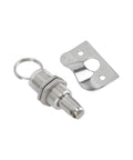 58.5mm stainless steel latch lock fastener with mounting plate and key ring; mirror-polished marine-grade hardware