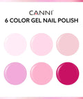 Hema Free Gel Nail Polish Set 9ml Six Pack Light Pink Soak Off LED Gel Polish Kit color palette in six shades