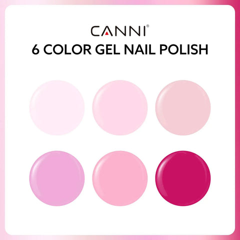 Hema Free Gel Nail Polish Set 9ml Six Pack Light Pink Soak Off LED Gel Polish Kit color palette in six shades