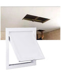 Rock Solid Aluminum Alloy Access Panel For Smooth Drywall Ceilings And Walls Snap Fit Invisible Vent Cover and Heavy Duty Hinged Door in use.