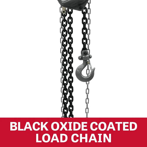 1 Ton Hand Chain Hoist For 10 Foot Lift Model S90 100 10 Gray Black Oxide Coated Load Chain Industrial Alloy Steel Hooks