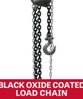 JET 1-1/2 ton hand chain hoist with black oxide coated load chain and metal hook