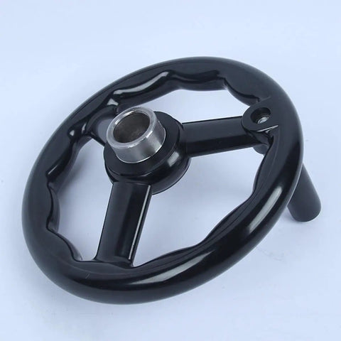Heavy Duty Bakelite Three Spoke Handwheel 4 Inch To 8 Inch Dia With Removable Crank Handle For Industrial Machines And DIY Projects That Look Awesome And Feel Solid, black