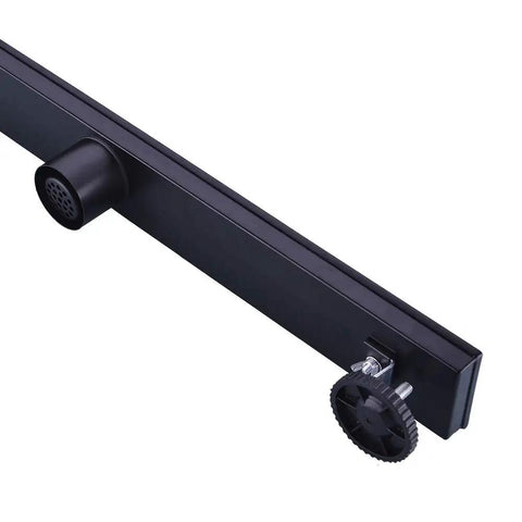 Linear Shower Drain 24 Inch For Bathroom With Removable Cover Grid Grate Stainless Steel SUS304 Trench Drain Black Finish