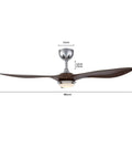 WEvalMC Ceiling Fan with Light 48 inch Reversible Motor for Living Room with three sleek blades and decorative light.