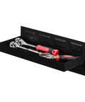 Magnetic Tool Tray 12 By 4.5 By 1.25 Inches Built Tough Heavy Duty Steel Parts Organizer holding tools on black surface