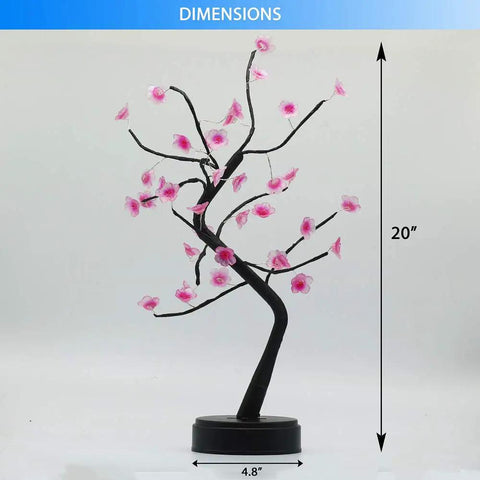 Cherry Blossom Tree Lamp For Living Room Decor And Cozy Night Light, DIY Artificial Tree Light, 20" LED, USB/Battery Powered