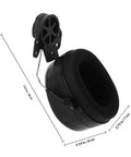 Beefed Up Heavy Duty Safety Hard Hat Earmuffs With Zero Hassle Adjustable Fit And Deep Noise Cancelling Seals for crews in black.