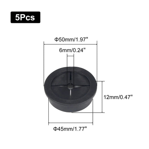 One And Three Quarter Inch Cable Grommet Five Pack Flexible Rubber Wire Hole Plugs For Industrial Control Panels And UPS Enclosures Black