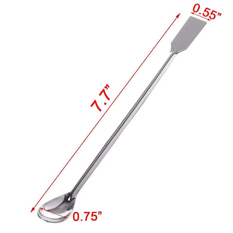 2 In 1 Stainless Steel Lab Spoon Spatula Set For Sampling And Mixing, 7.6 Inch Long Handle For Deep Bottle Grabs, Double Ended Spoon And Spatula, Durable Reusable Laboratory Tool For Bottles And Jars.