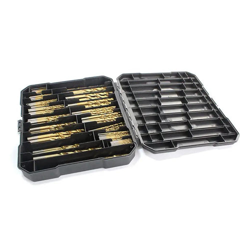 230 Pc Titanium Coated Twist Drill Bit Set HSS 4241 135 Degree Split Point 1.0 To 10mm Metric in black storage case