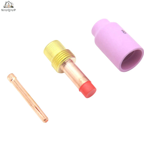 All in One TIG Welding Consumables Kit for WP17 WP18 WP26 Series with collet tip, gas lens, and alumina nozzle