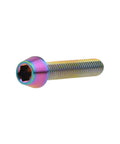 Rainbow titanium M5 hex-socket flange bolt with threaded shank