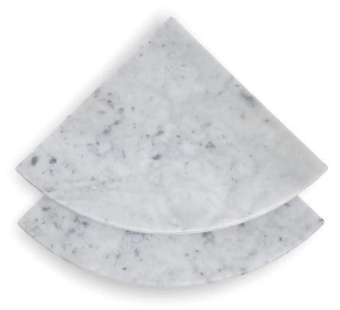 Carrara Marble Shower Corner Shelf 9 Inch, Polished Natural Stone, Two Pack, Five Eighths Inch Thick, No Hardware Included, Install With Silicone Or Adhesive, Easy Installation