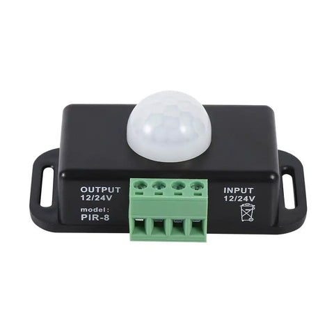 Motion Sensor Light Switch For Indoor Use Auto On Off DC 12V 24V Motion Activated Controller For LED Light Strips Smooth Flicker Free Output Infrared Detection, PIR-8