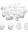 30 Pack White Plastic Hole Plugs 6mm Flush End Caps For 5.5 To 6mm Holes Cap Diameter 8mm Height 6mm, snap-in locking design