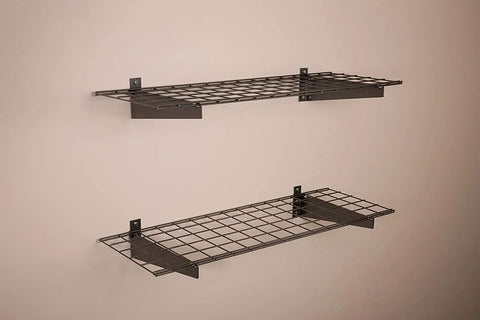Go-To Overhead Garage Storage System Wall Shelves Bundle 2-Pack For Ceiling Storage With 30+ Cu Ft Capacity, steel wall shelves