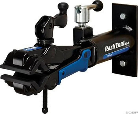 Pro Grade Wall Mount Bike Stand With Heavy Duty Clamp And Locking System, Shop Quality Repair Stand in blue and black