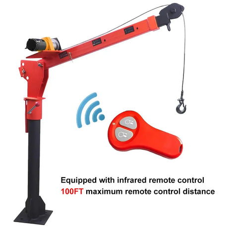 1100Lb Folding Truck Crane With 3500Lb 12V Electric Winch 360 Degree Swivel Painted Steel Jib Infrared Remote Lift For Pickup Trucks Foldable Boom For Easy Loading Of Generators Engines And Tools with visible remote control