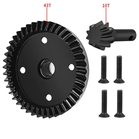 RC Gearbox Differential Gear Set 43T 10T Steel Gears For 1/8 Scale 4WD Sledge Off Road Truck Upgrade Part Beefed Up CNC Machined