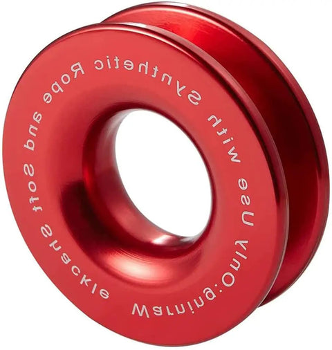 Red ring component of Heavy Duty Soft Shackle Recovery Kit Half Inch By Twenty Two Inch 56,000 LBS UHMWPE Ring Kit