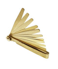 Brass feeler gauge set with folding blades, 0.03-1.0 mm range