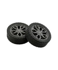 Close-up of rubber wheels from 10 Piece Toy Wheel Set For DIY RC Cars And Robots Includes 5 Round Shaft Axles Rubber Wheels 38mm Diameter And 2.5mm Shaft Dope Build Ready For Model Trucks And DIY Bot Builds