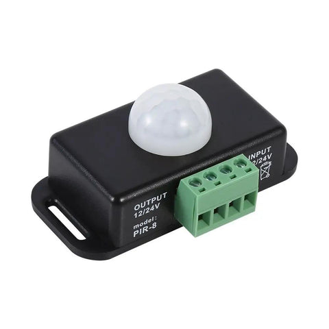 Motion Sensor Light Switch For Indoor Use Auto On Off DC 12V 24V Motion Activated Controller For LED Light Strips Smooth Flicker Free Output Infrared Detection, black PIR-8 module with green terminal