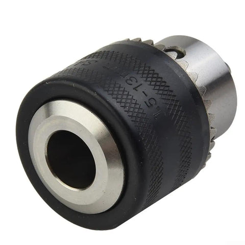 High Quality Rock Solid One Half Inch Drill Chuck With Secure Morse Taper Two Mounting Comes With Key For Precise Metal Or Wood Drilling On Lathe Tailstock Built For Serious Shop And Garage Use Making Your Work Simple And Fast To Handle, front view