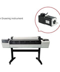 CNC engraving machine on a black wheeled stand with a white body