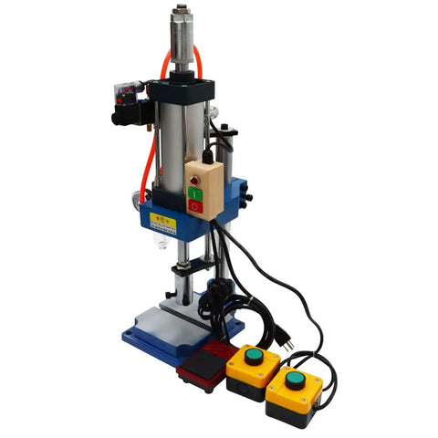 Smooth Operator Pneumatic Punch Press With Adjustable Cylinder Stroke For Kickin Sheet Metal Holes 660 Lb Pressure Two Button Control For Dead On Accuracy At 110V, detailed front view.