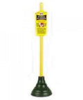 Real Heavy Duty Plumbing Plunger Featuring A Sturdy 21 Inch Yellow Wood Handle And Flexible Black Rubber Cup Crafted To Kick Stubborn Toilet Clogs Right Down The Pipe For Smooth Drains Every Time.