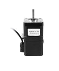 NEMA 23 42HS40-YC-PD two-phase stepper motor, front view, black with metal shaft.