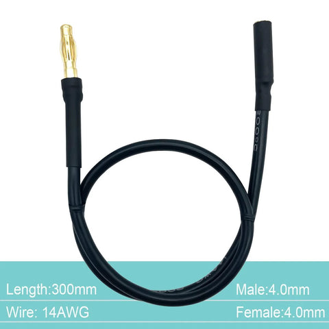 4.0mm Banana Gold Bullet Connector Extension Cables Set For RC Brushless Motors And ESCs 14AWG Heatproof Silicone Wire 30CM Length