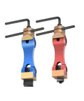 Adjustable Cnc Mill Workpiece Stop Positioner Locator Tool Precision Machining Jig in red and blue colors with hex keys.
