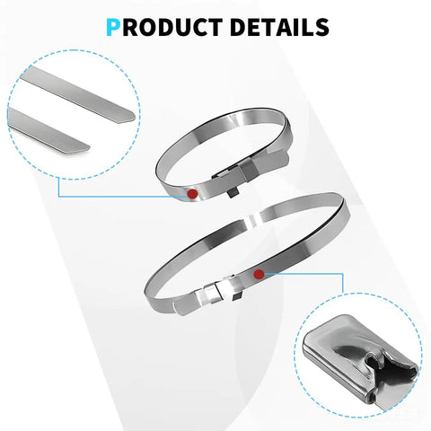 Universal Stainless Steel CV Boot Clamps Kit For DIY Car Repair 20 Piece Set with close-up of clamp details and design
