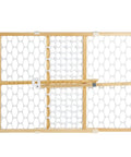 Wooden Baby Gate With Mesh For Doorways, Quick Fit Pressure Mounted, Adjustable from 26.5 to 42 inches wide, and 23 inches tall