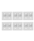 Image of 50 Pack Plastic Right Angle Corner Brackets Gusset Braces For Home Furniture Assembly Durable White Plastic Corner Supports For Shelves Tables And Cabinets Easy Install, showing six identical white brackets with screw holes.