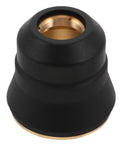 Hot Spatter Free Plasma Cutter Protective Cover And Tig Welding Cup Retaining Cap made of black durable plastic for welding use.