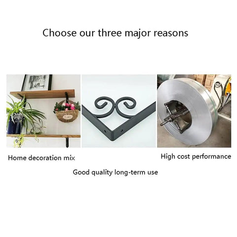 Heavy Duty Cast Iron Shelf Bracket Wall Mount Storage Support Decorative Corner Tripod White Painted DIY Bracket displayed with shelving options.
