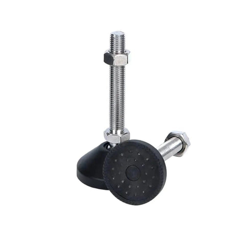 Premium Heavy Duty Adjustable Furniture Levelers with Swivel Base and Threaded Glide Pads, M10 by 50mm, two-pack, black rubber.