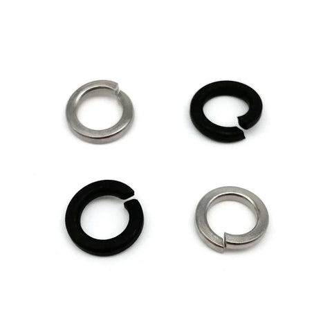 320 Piece Black Stainless Steel Split Lock Washer Set For Screws And Bolts In Sizes M2 Through M8 Including M2 M2.5 M3 M3.5 M4 M5 M6 And M8 304 Stainless Steel GB93 Elastic Gasket Box Kit, black and silver split lock washers
