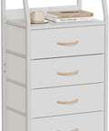 Tall 4 Drawer Dresser With Wood Top And Sturdy Steel Frame For Bedroom Or Hallway Storage Vertical Storage Nightstand Organizer In White