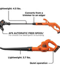 Cordless 20V Max String Trimmer Edger And Sweeper Combo Kit With 10 Inch Cutting Swath Adjustable Height Soft Grip Handle Auto Feed Spool