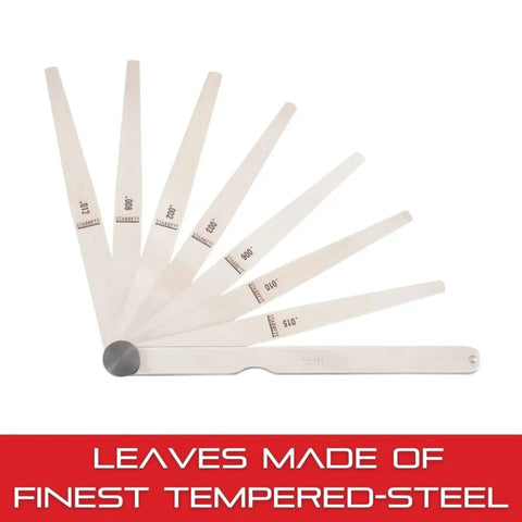Tempered Steel Thickness Gauge With Tapered Leaves, Locking Device, Rugged Steel Case, Range 0.002 To 0.015 Inches, 8 Leaves, 172CT